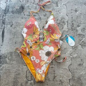 Vibrant Orange and Yellow One Piece Swimwear